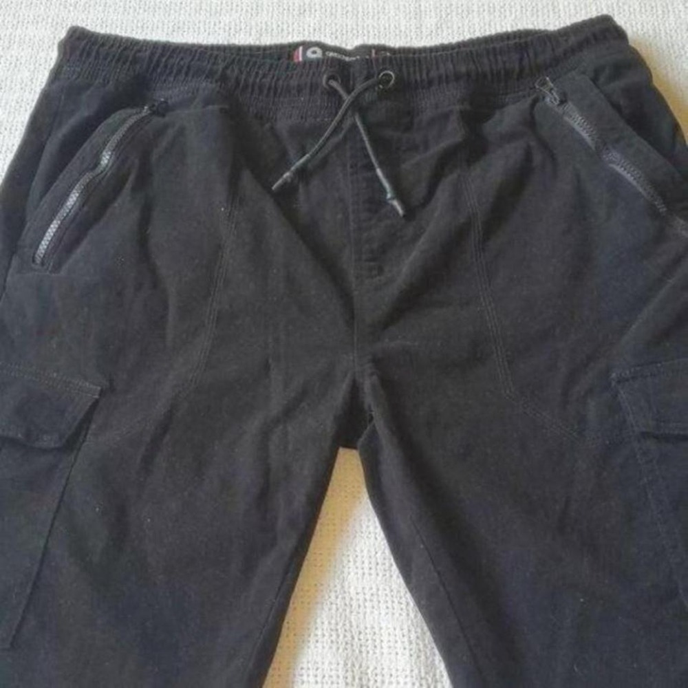 Akademiks Cinched Zipper Pocketed Stretch Soft Black Cargo Sz XL Shorts